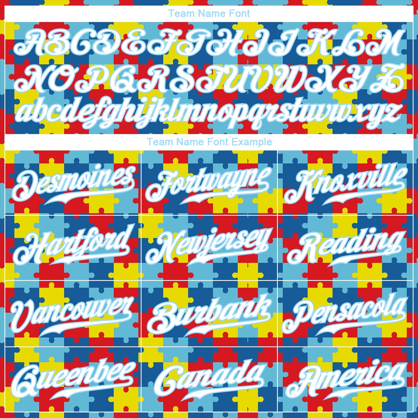 Custom Autism Awareness Puzzle Pieces Light Blue-White 3D Authentic Baseball Jersey - Sky-Custom