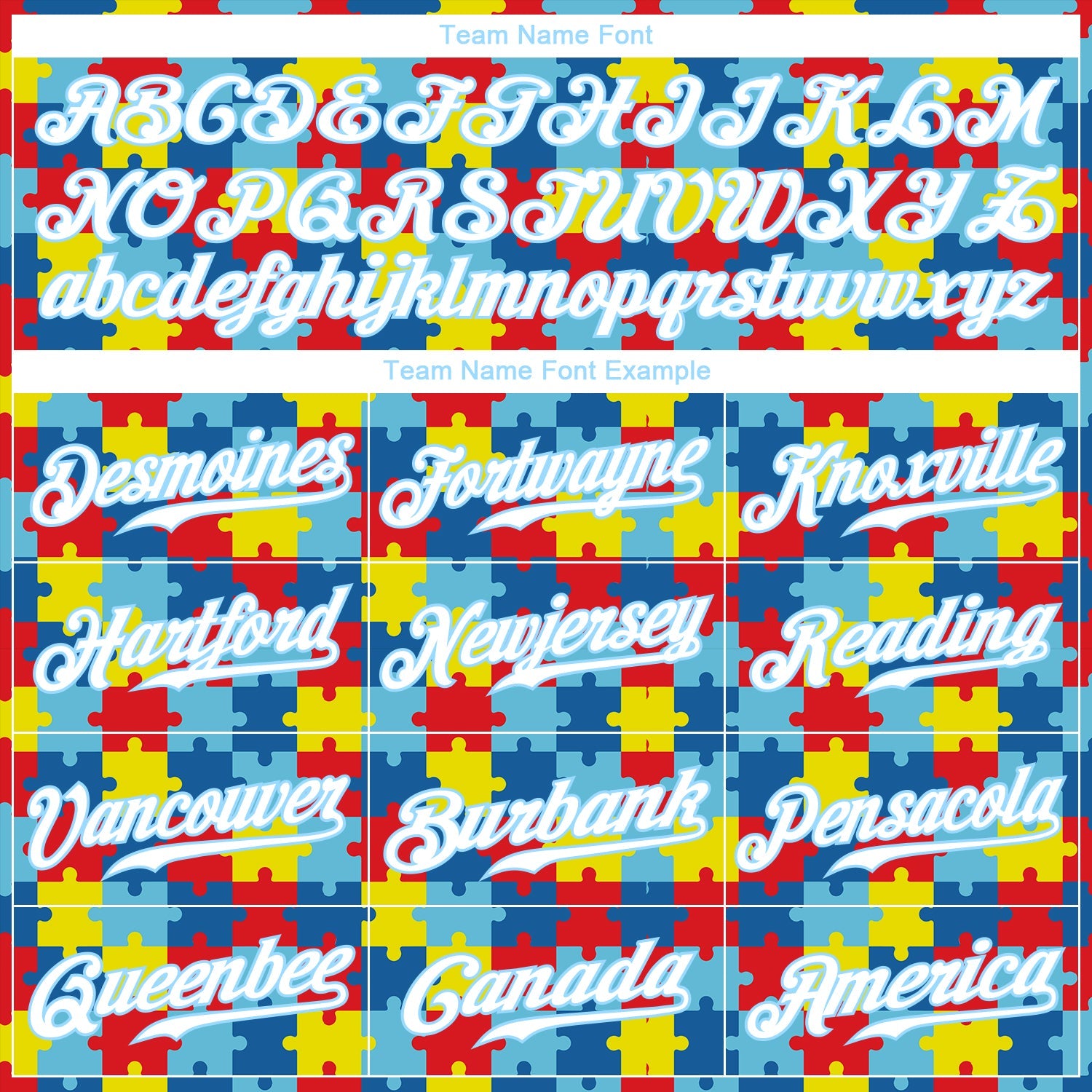 Custom Autism Awareness Puzzle Pieces Light Blue-White 3D Authentic Baseball Jersey - Sky-Custom