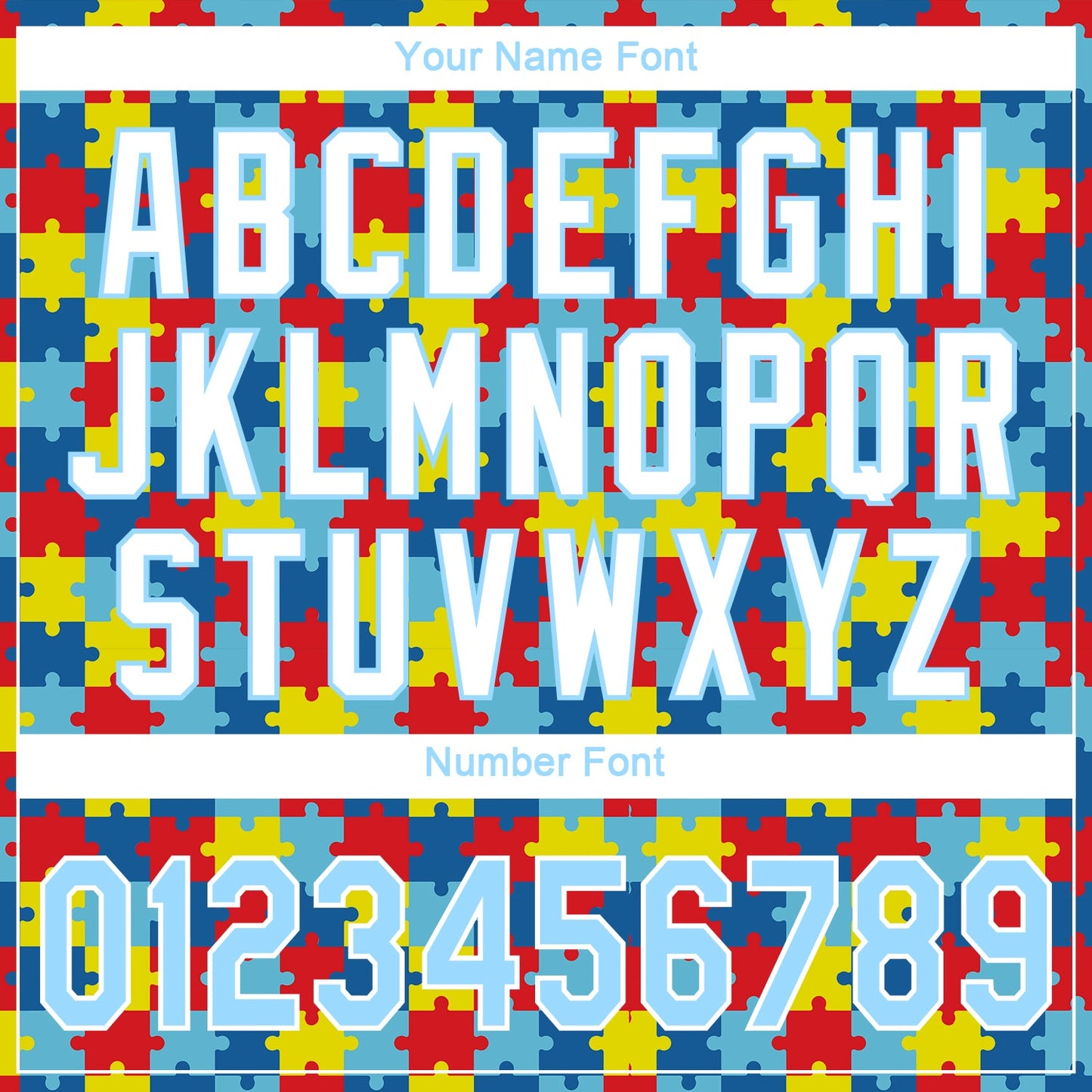 Custom Autism Awareness Puzzle Pieces Light Blue-White 3D Authentic Baseball Jersey - Sky-Custom