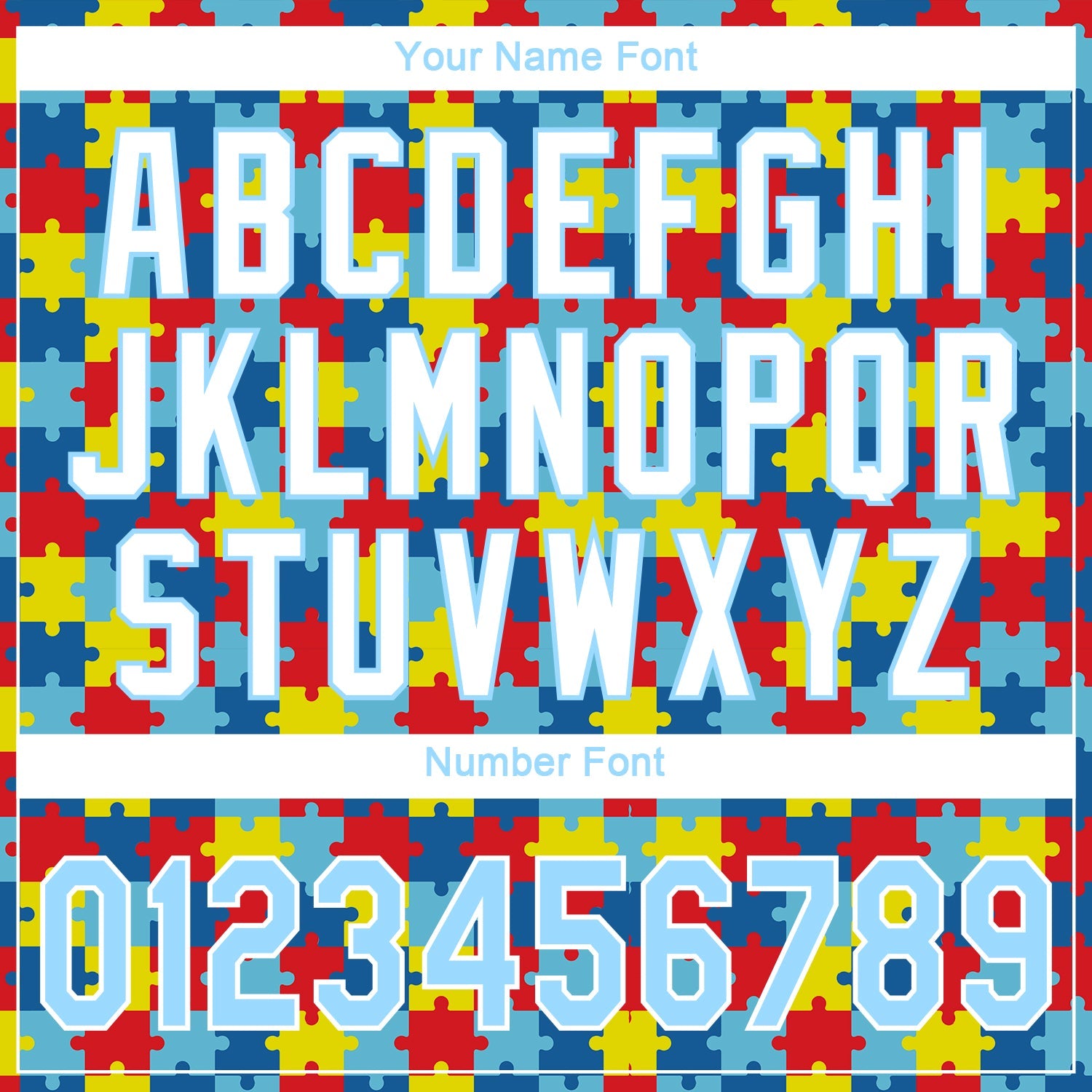 Custom Autism Awareness Puzzle Pieces Light Blue-White 3D Authentic Baseball Jersey - Sky-Custom