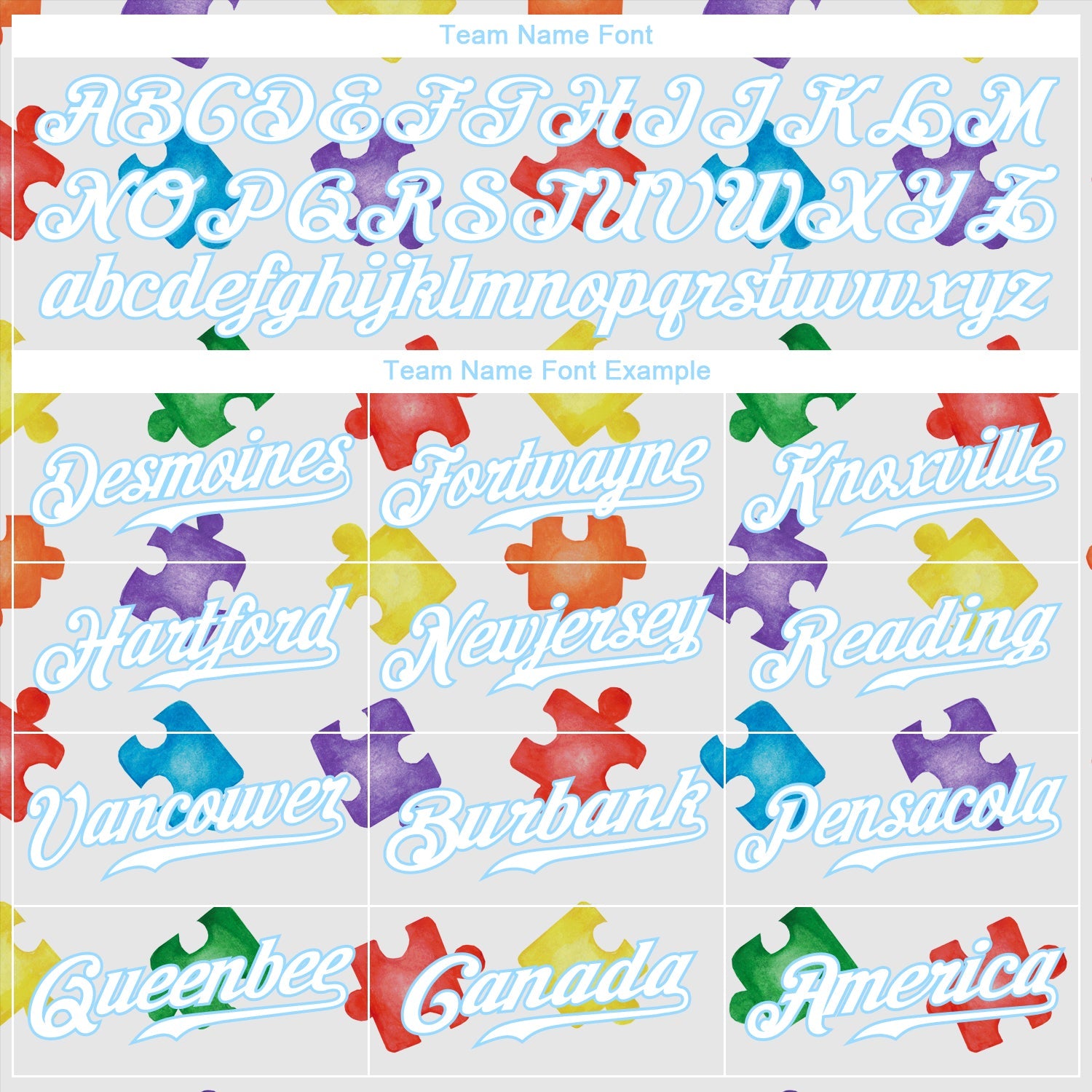Custom Autism Awareness Puzzle Pieces White-Light Blue 3D Authentic Baseball Jersey - Sky-Custom