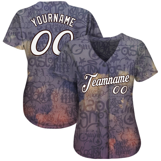 Custom Graffiti Pattern White-Black 3D Sky's The Limit Authentic Baseball Jersey - Sky-Custom