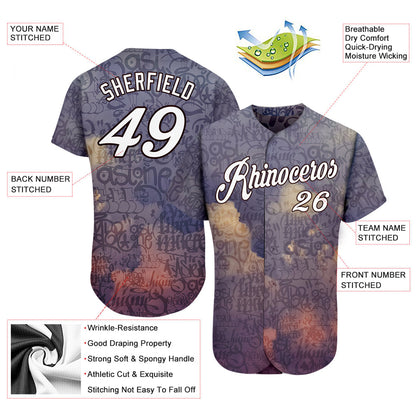 Custom Graffiti Pattern White-Black 3D Sky's The Limit Authentic Baseball Jersey - Sky-Custom