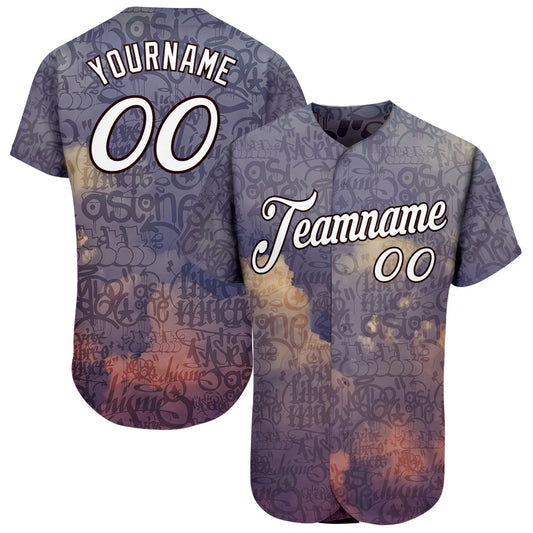 Custom Graffiti Pattern White-Black 3D Sky's The Limit Authentic Baseball Jersey - Sky-Custom