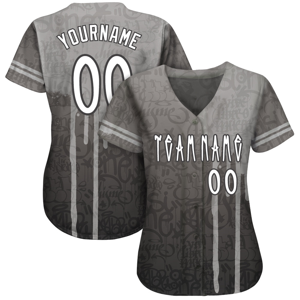 Custom Graffiti Pattern White-Gray 3D Picaxao Authentic Baseball Jersey - Sky-Custom