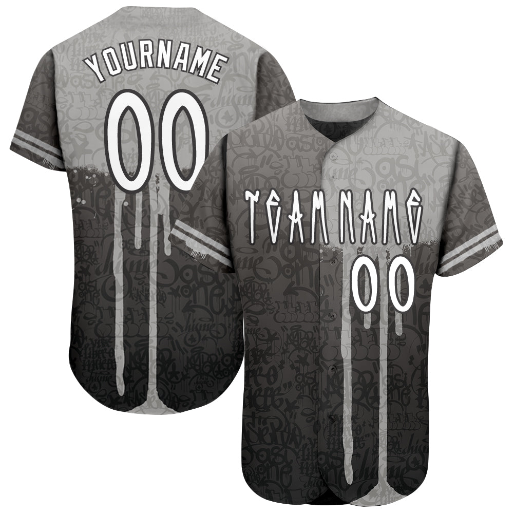 Custom Graffiti Pattern White-Gray 3D Picaxao Authentic Baseball Jersey - Sky-Custom