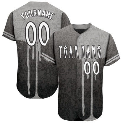 Custom Graffiti Pattern White-Gray 3D Picaxao Authentic Baseball Jersey - Sky-Custom