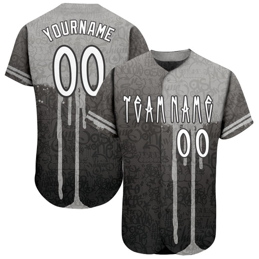 Custom Graffiti Pattern White-Gray 3D Picaxao Authentic Baseball Jersey - Sky-Custom