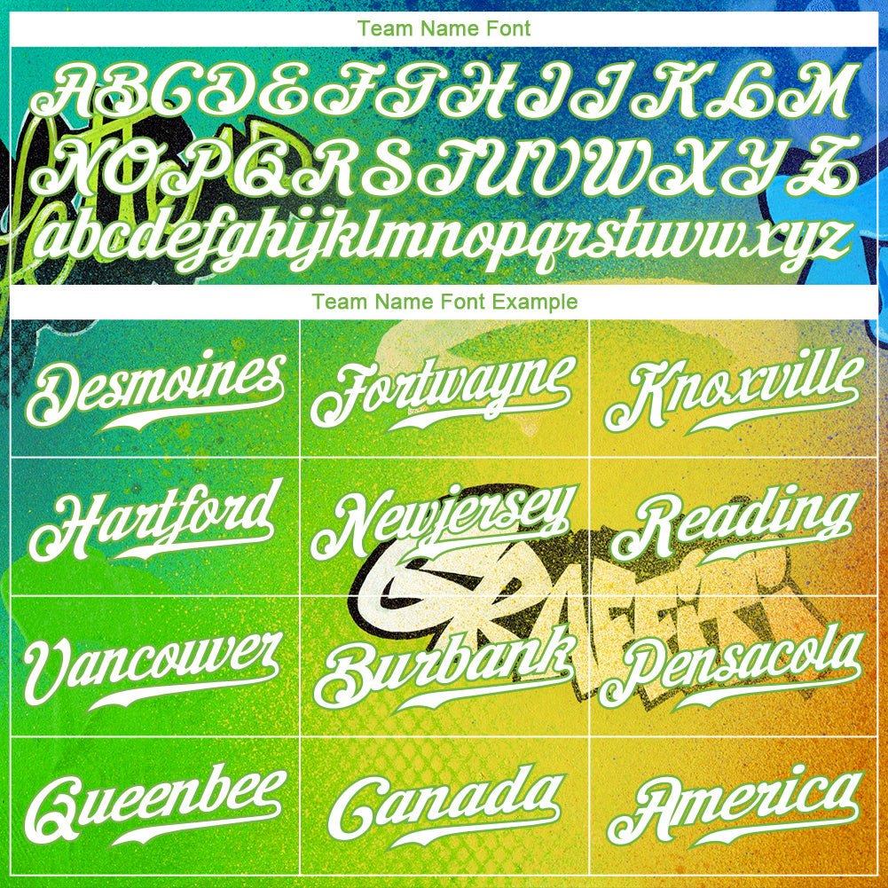 Custom Graffiti Pattern Neon Green-White 3D Authentic Baseball Jersey - Sky-Custom