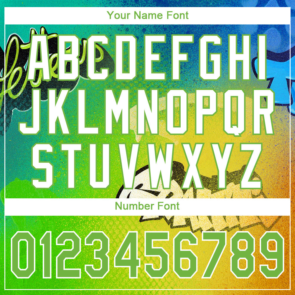 Custom Graffiti Pattern Neon Green-White 3D Authentic Baseball Jersey - Sky-Custom