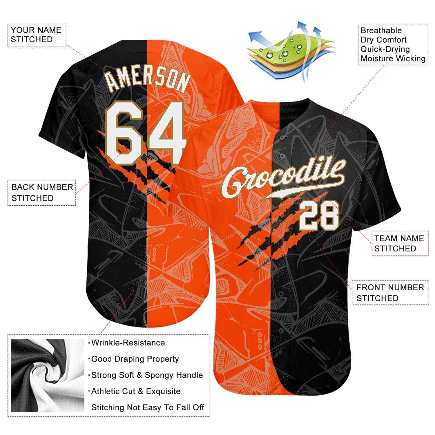 Custom Graffiti Pattern White-Old Gold 3D Authentic Baseball Jersey - Sky-Custom