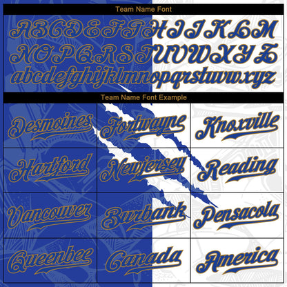 Custom Graffiti Pattern Royal-Old Gold 3D Authentic Baseball Jersey - Sky-Custom