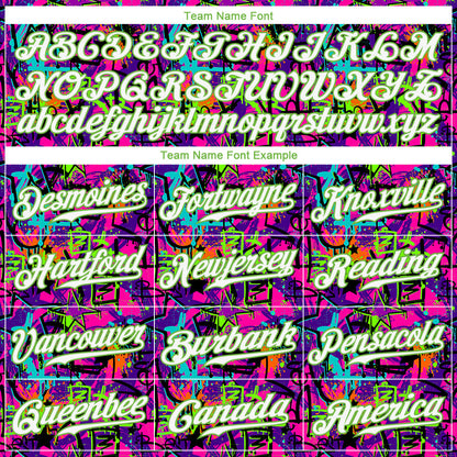 Custom Graffiti Pattern White-Neon Green 3D Authentic Baseball Jersey - Sky-Custom
