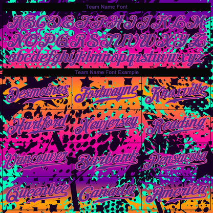 Custom Graffiti Pattern Purple-Pink 3D Authentic Baseball Jersey - Sky-Custom