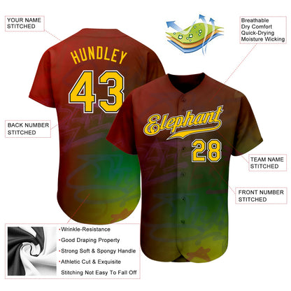 Custom Graffiti Pattern Gold-Black 3D Authentic Baseball Jersey - Sky-Custom