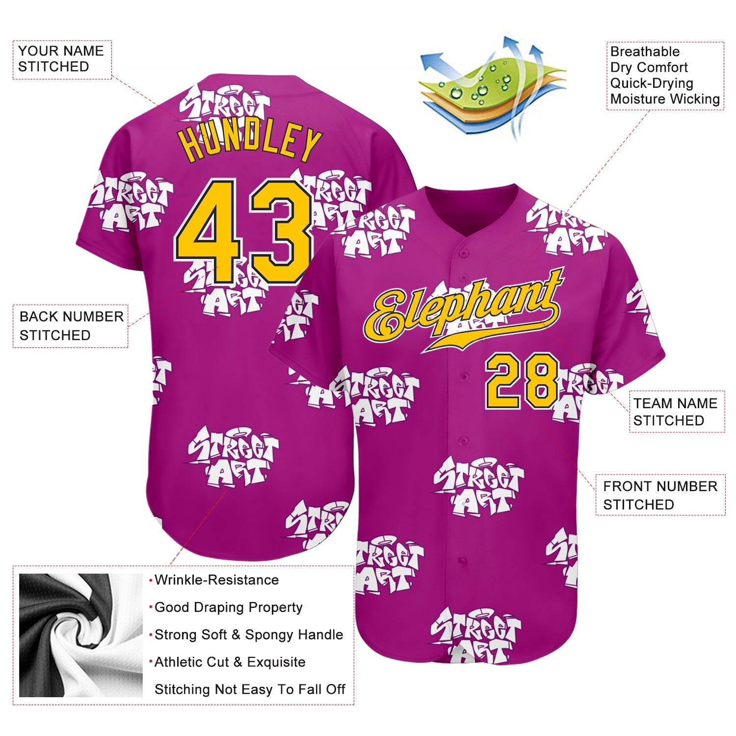 Custom Graffiti Pattern Gold-Black 3D Authentic Baseball Jersey - Sky-Custom