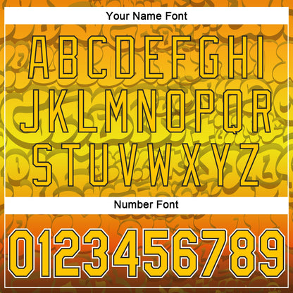 Custom Graffiti Pattern Gold-Black 3D Authentic Baseball Jersey - Sky-Custom