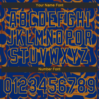 Custom Graffiti Pattern Royal-Gold 3D Authentic Baseball Jersey - Sky-Custom