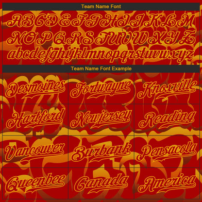 Custom Graffiti Pattern Red-Gold 3D Pattern Design Authentic Baseball Jersey - Sky-Custom