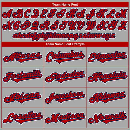Custom Gray Red-Navy Authentic Baseball Jersey - Sky-Custom