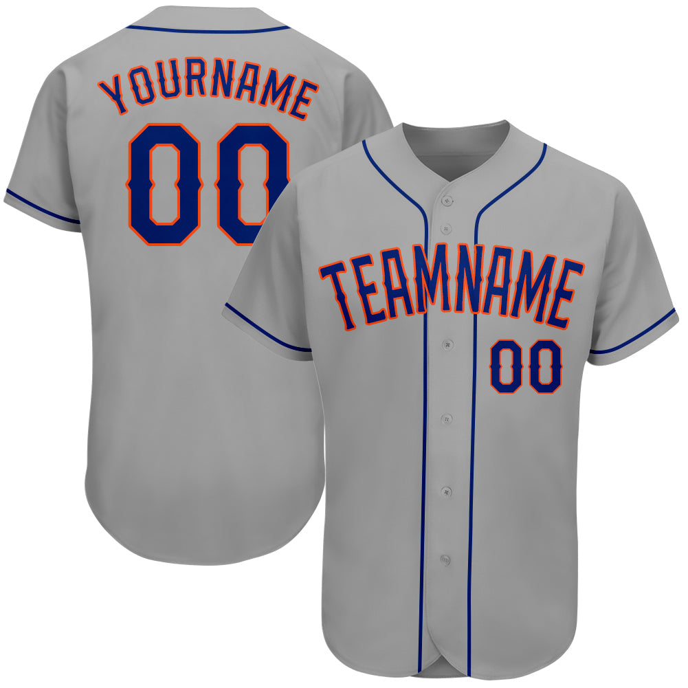 Custom Gray Royal-Orange Authentic Baseball Jersey - Sky-Custom