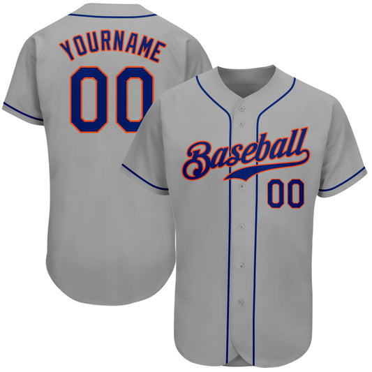 Custom Gray Royal-Orange Authentic Baseball Jersey - Sky-Custom