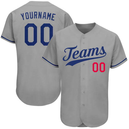 Custom Gray Royal-Red Authentic Baseball Jersey - Sky-Custom