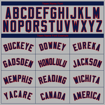 Custom Gray Navy-Red Authentic Baseball Jersey - Sky-Custom