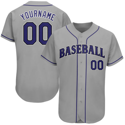 Custom Gray Purple-Black Authentic Baseball Jersey - Sky-Custom