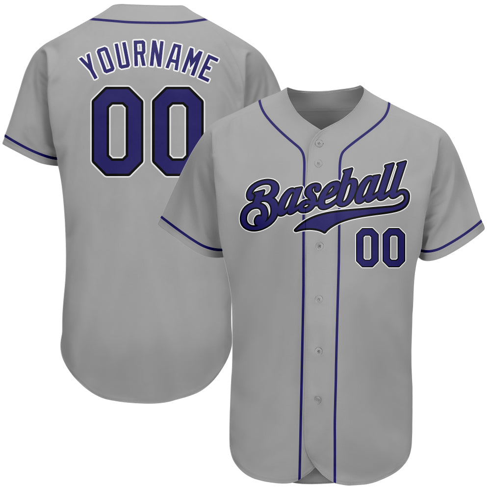 Custom Gray Purple-Black Authentic Baseball Jersey - Sky-Custom