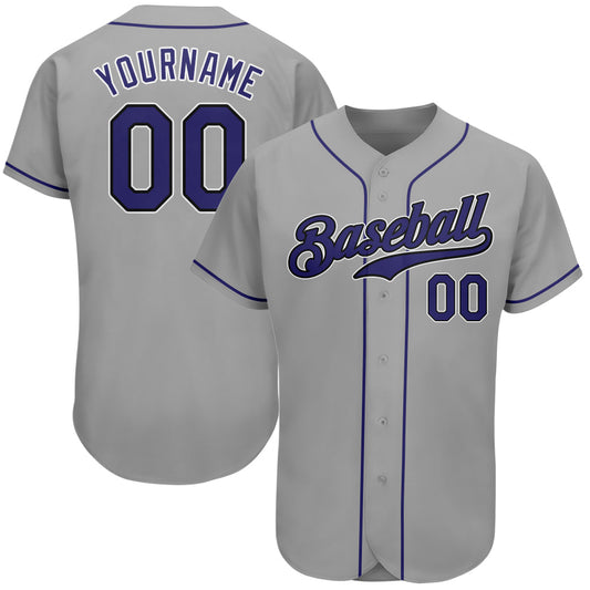 Custom Gray Purple-Black Authentic Baseball Jersey - Sky-Custom