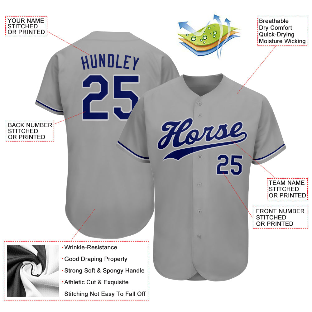 Custom Gray Royal-White Authentic Baseball Jersey - Sky-Custom