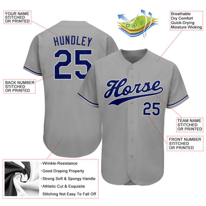 Custom Gray Royal-White Authentic Baseball Jersey - Sky-Custom