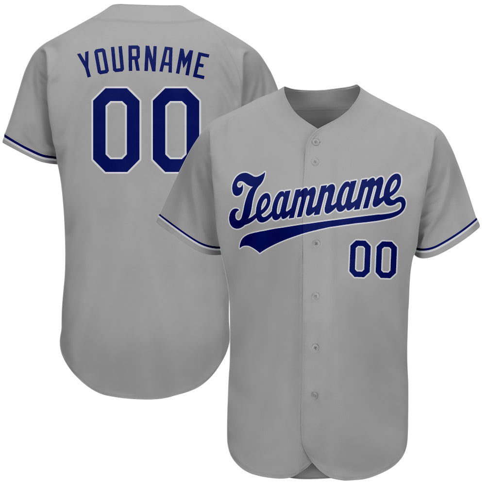 Custom Gray Royal-White Authentic Baseball Jersey - Sky-Custom