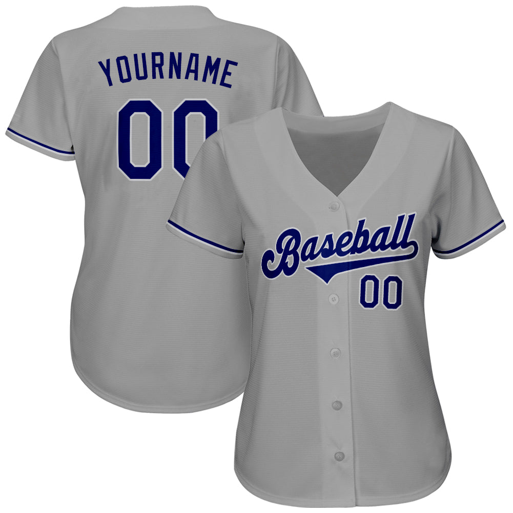 Custom Gray Royal-White Authentic Baseball Jersey - Sky-Custom