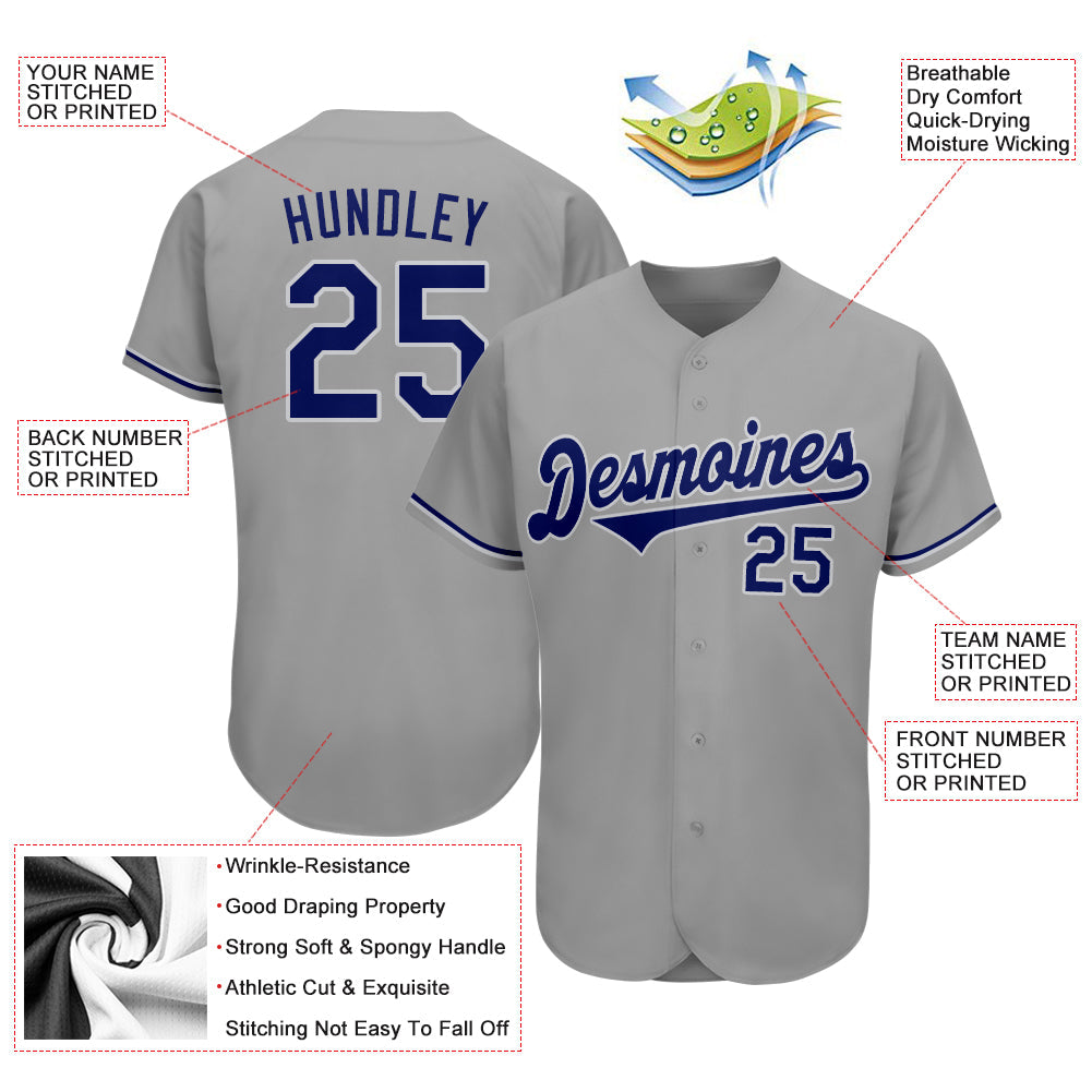 Custom Gray Royal-White Authentic Baseball Jersey - Sky-Custom