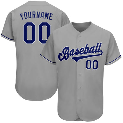Custom Gray Royal-White Authentic Baseball Jersey - Sky-Custom