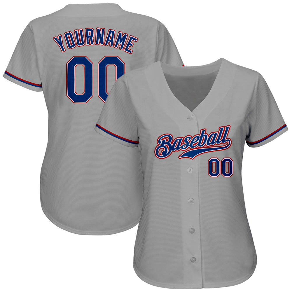 Custom Gray Royal-Red Authentic Baseball Jersey - Sky-Custom