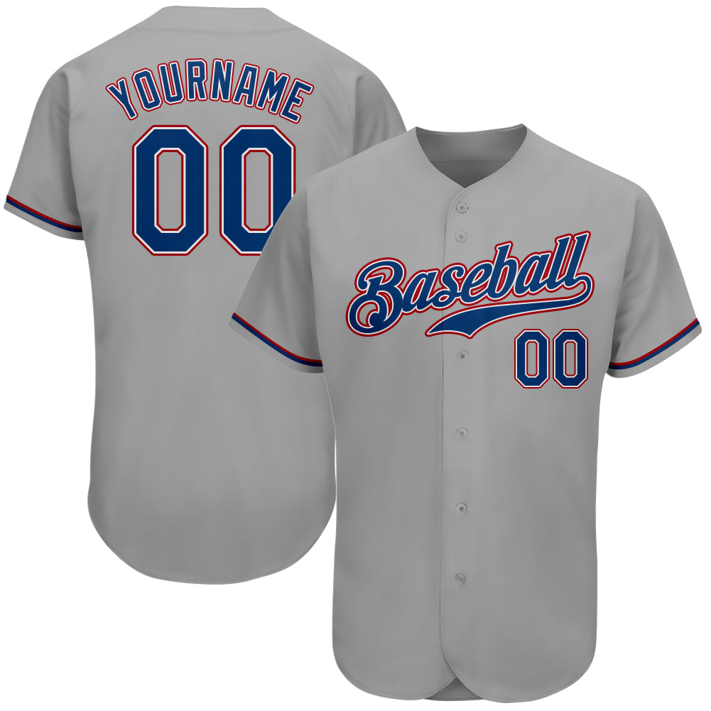 Custom Gray Royal-Red Authentic Baseball Jersey - Sky-Custom