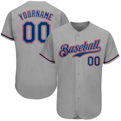 Custom Gray Royal-Red Authentic Baseball Jersey - Sky-Custom