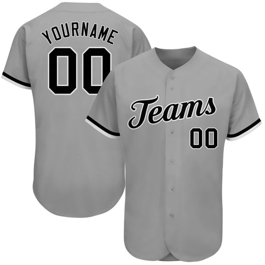 Custom Gray Black-White Authentic Baseball Jersey - Sky-Custom
