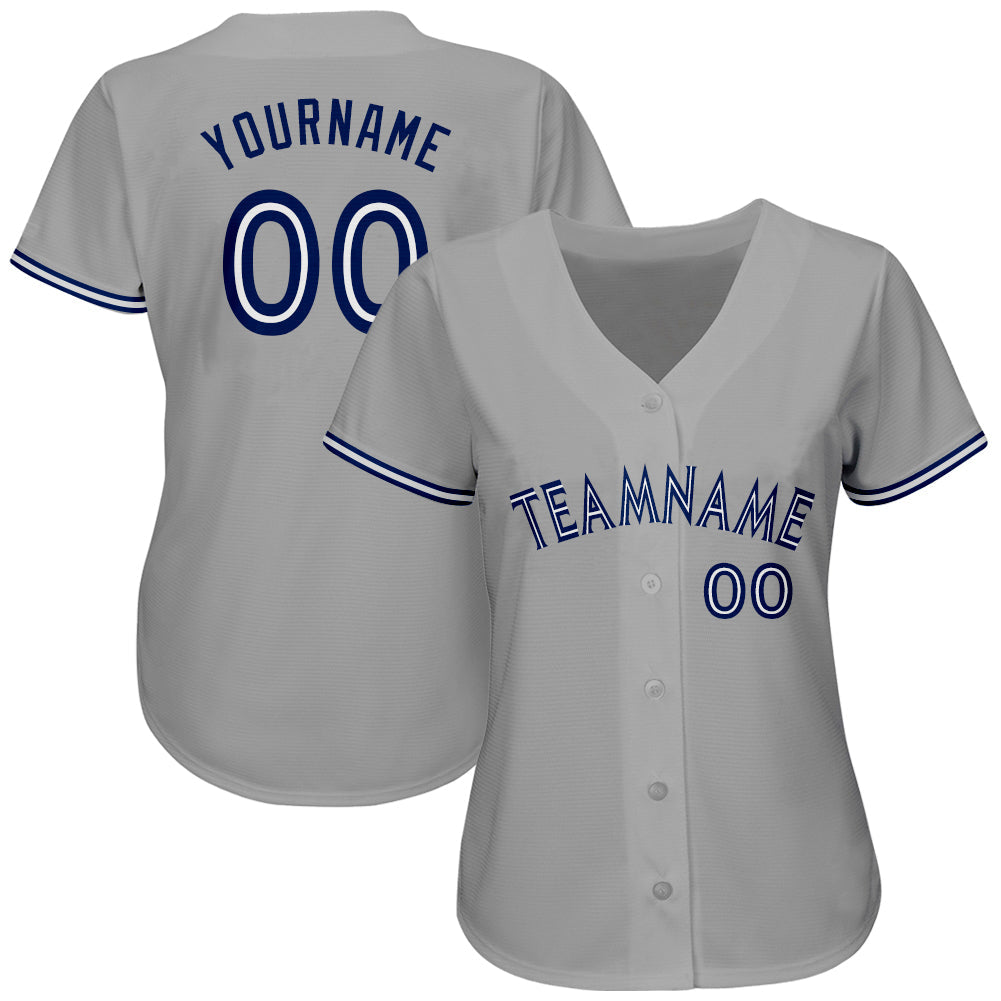 Custom Gray Royal-White Authentic Baseball Jersey - Sky-Custom