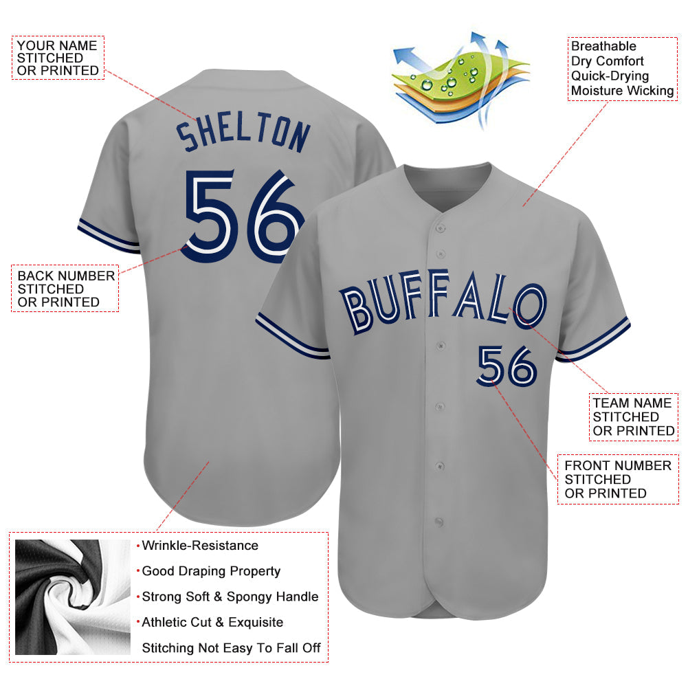Custom Gray Royal-White Authentic Baseball Jersey - Sky-Custom