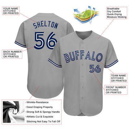 Custom Gray Royal-White Authentic Baseball Jersey - Sky-Custom