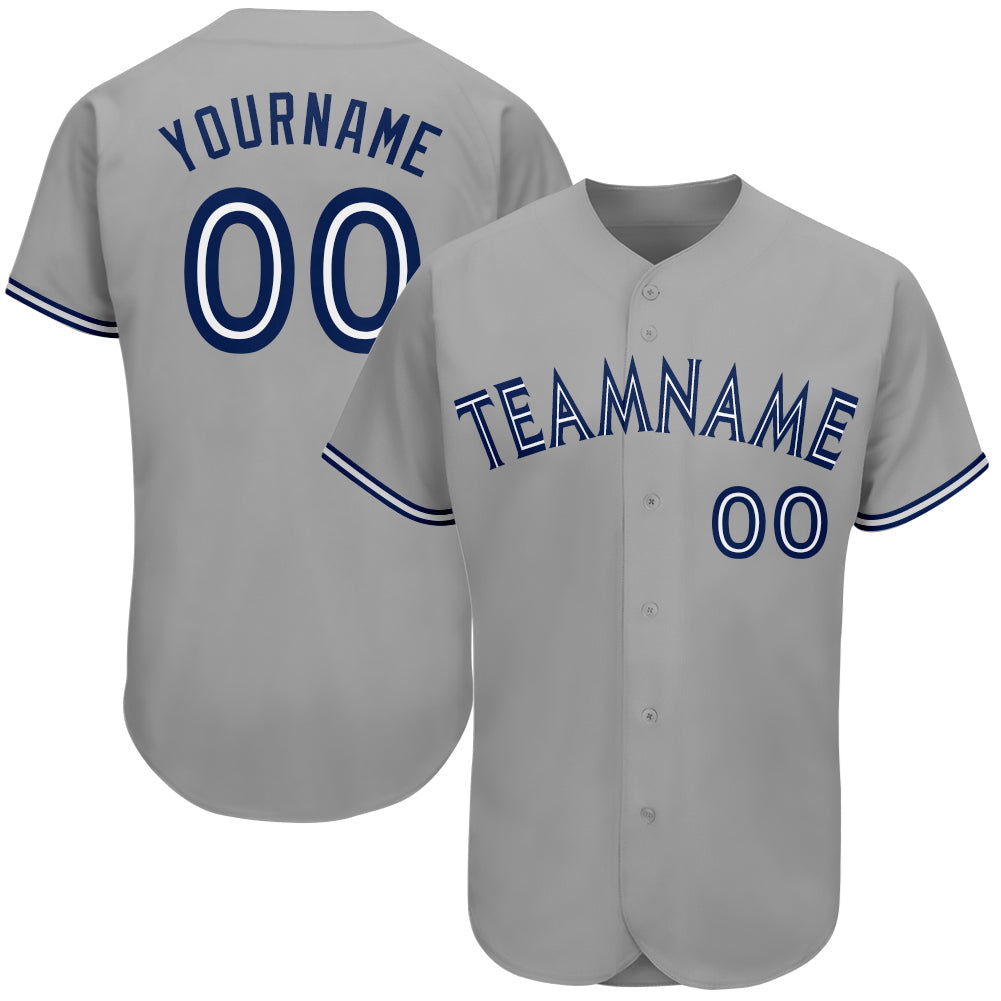 Custom Gray Royal-White Authentic Baseball Jersey - Sky-Custom