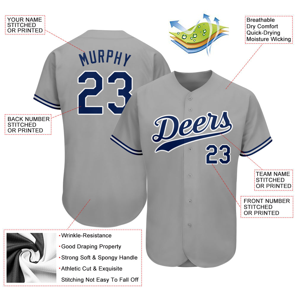 Custom Gray Royal-White Authentic Baseball Jersey - Sky-Custom