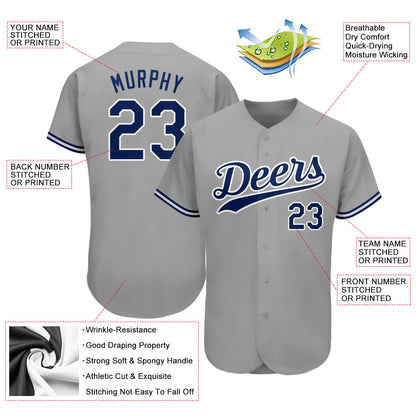 Custom Gray Royal-White Authentic Baseball Jersey - Sky-Custom