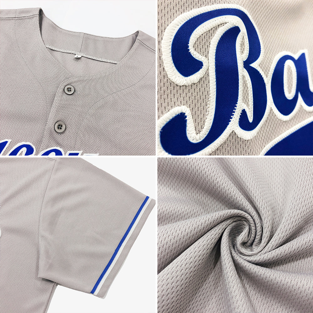 Custom Gray Royal-White Authentic Baseball Jersey - Sky-Custom