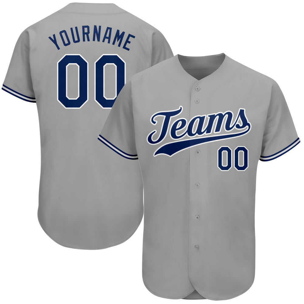 Custom Gray Royal-White Authentic Baseball Jersey - Sky-Custom