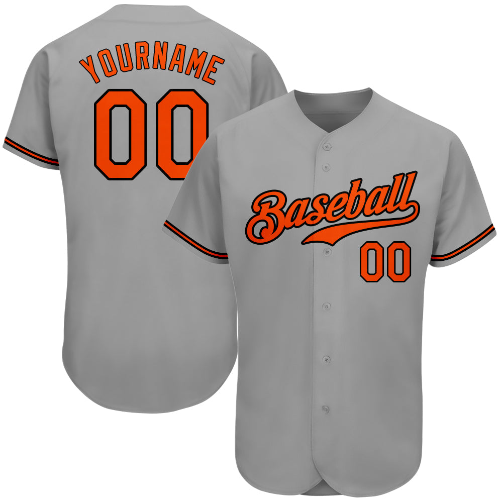 Custom Gray Orange-Black Authentic Baseball Jersey - Sky-Custom